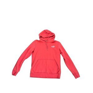 PUMA Essential Small Logo Pullover Hoodie In Coral Pink Size Small Athletic Swea